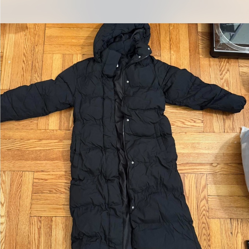 a new day Women's Long Black Puffer Jacket
